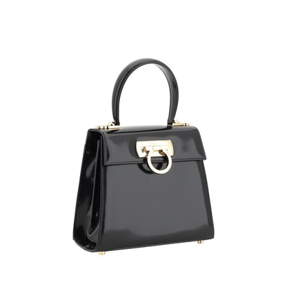 Borsa a mano Ferragamo Bos Taurus in pelle di vitello nera