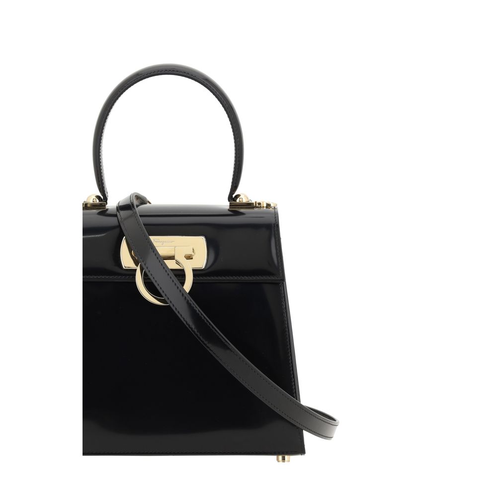 Borsa a mano Ferragamo Bos Taurus in pelle di vitello nera