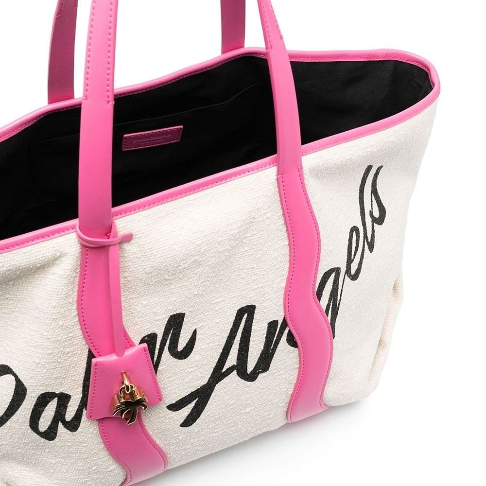 Borsa tote in tela bianca Palm Angels