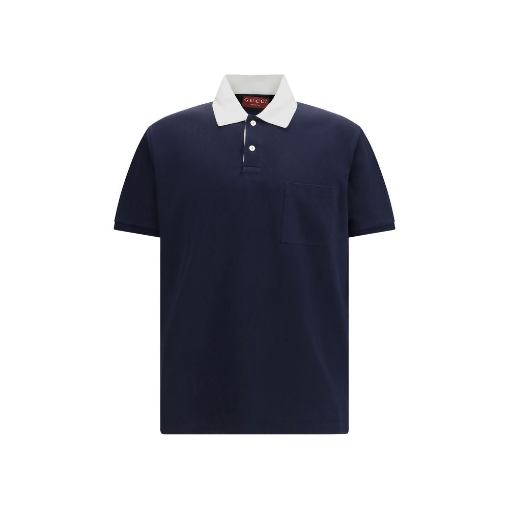 Polo in cotone blu Gucci