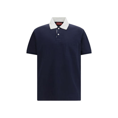 Polo in cotone blu Gucci