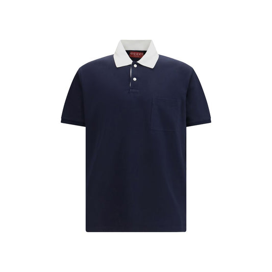 Polo in cotone blu Gucci
