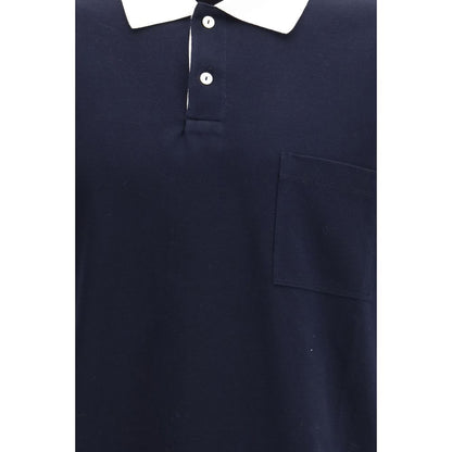 Polo in cotone blu Gucci