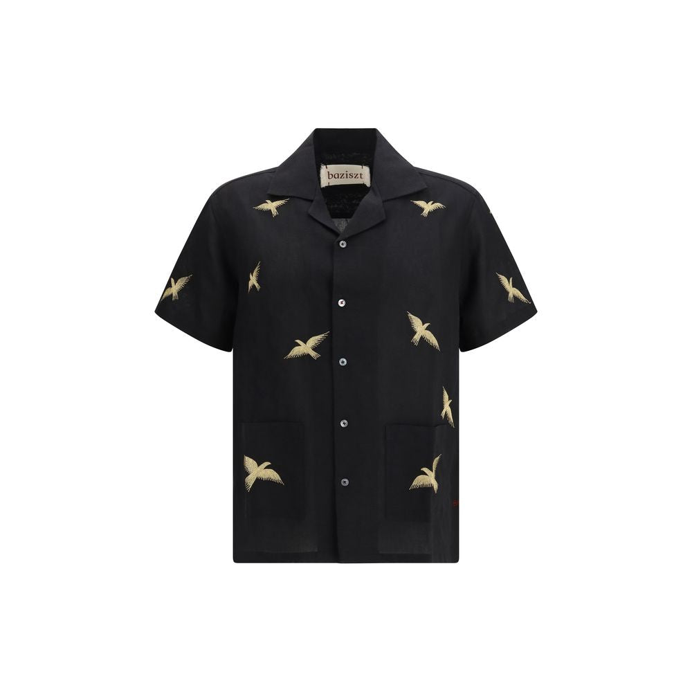 Chemise Bazist à motif coton noir