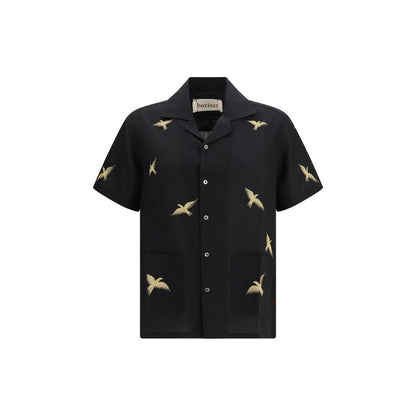 Camicia Baziszt in Cotone Nero Fantasia