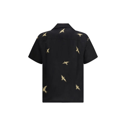 Camicia Baziszt in Cotone Nero Fantasia