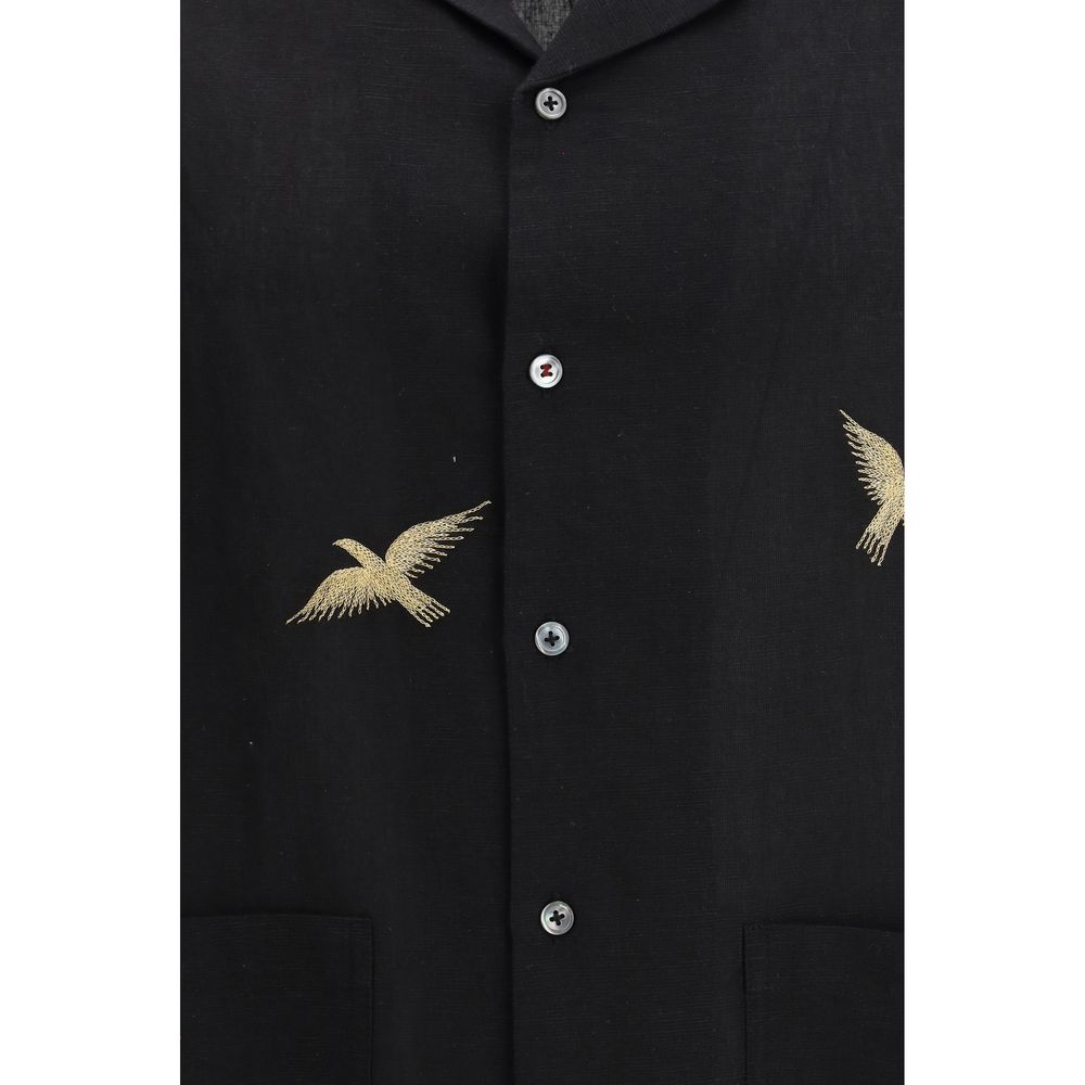 Chemise Bazist à motif coton noir