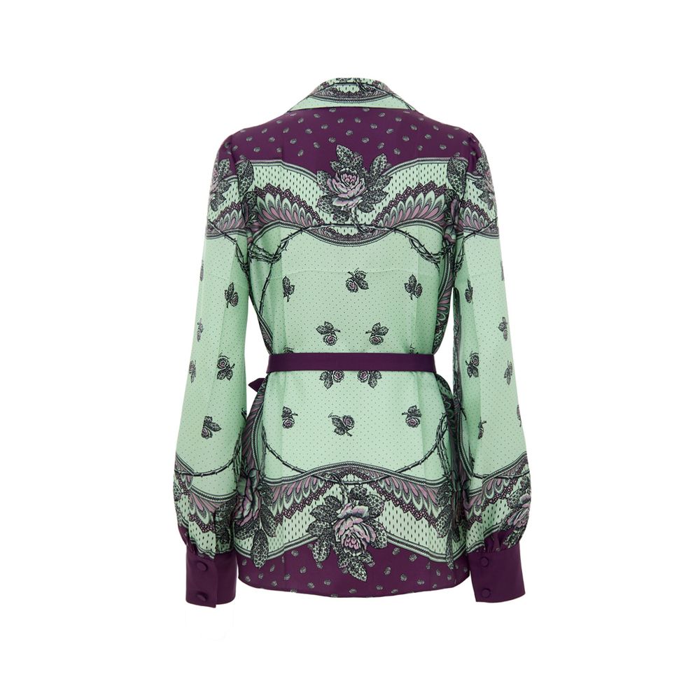 Chemise Gucci en soie verte à motifs