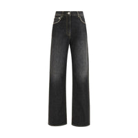 Jeans Versace neri in cotone a gamba dritta