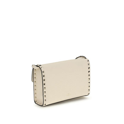 Borsa a tracolla Valentino Garavani Bos Taurus in pelle di vitello beige
