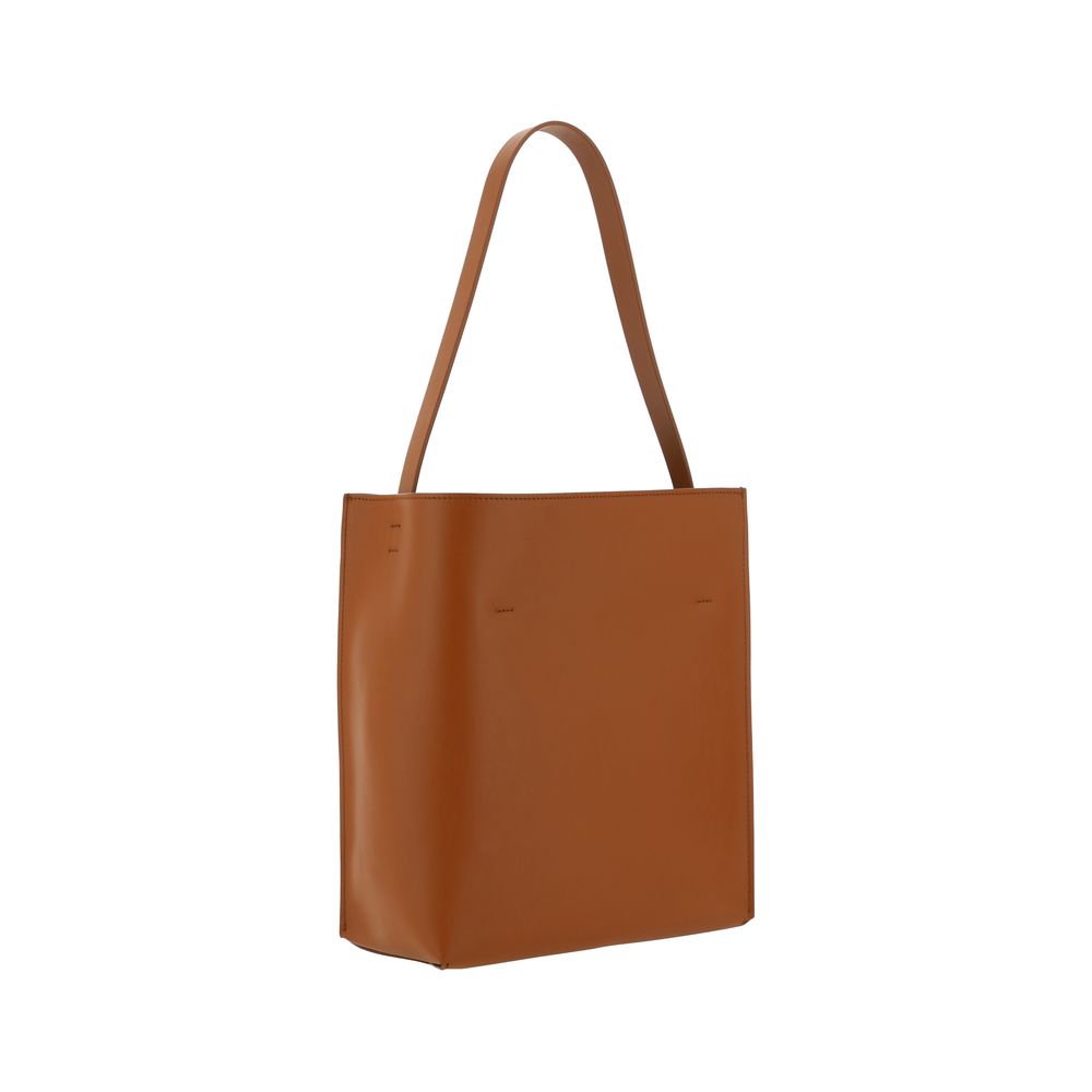 Borsa a spalla Marni in pelle di vitello marrone Bos Taurus
