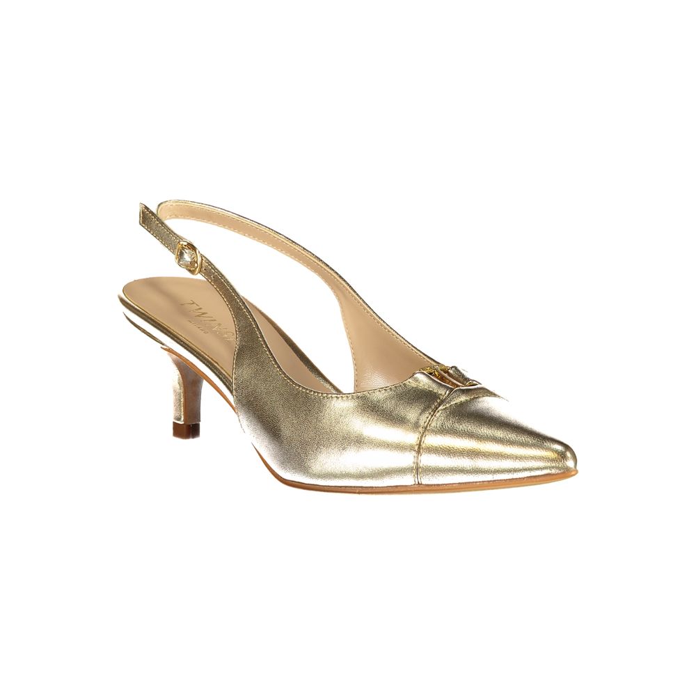 Sandalo Twinset da donna in pelle dorata