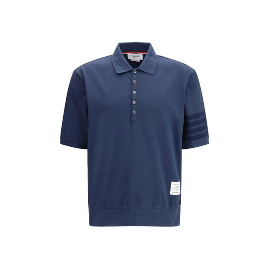 Polo in cotone blu Thom Browne
