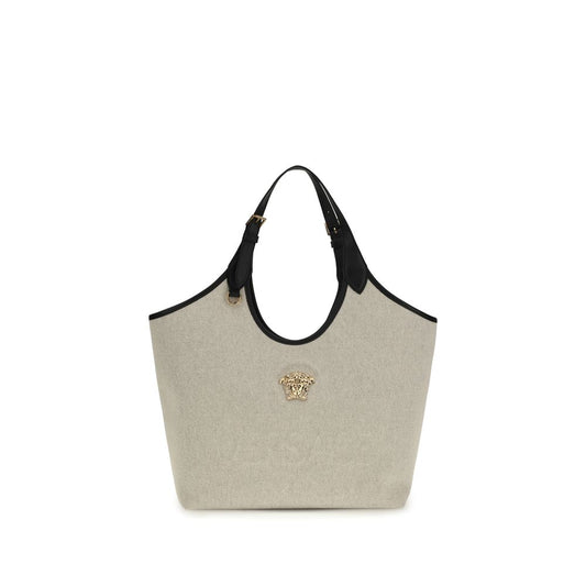 Borsa a spalla Versace in cotone beige
