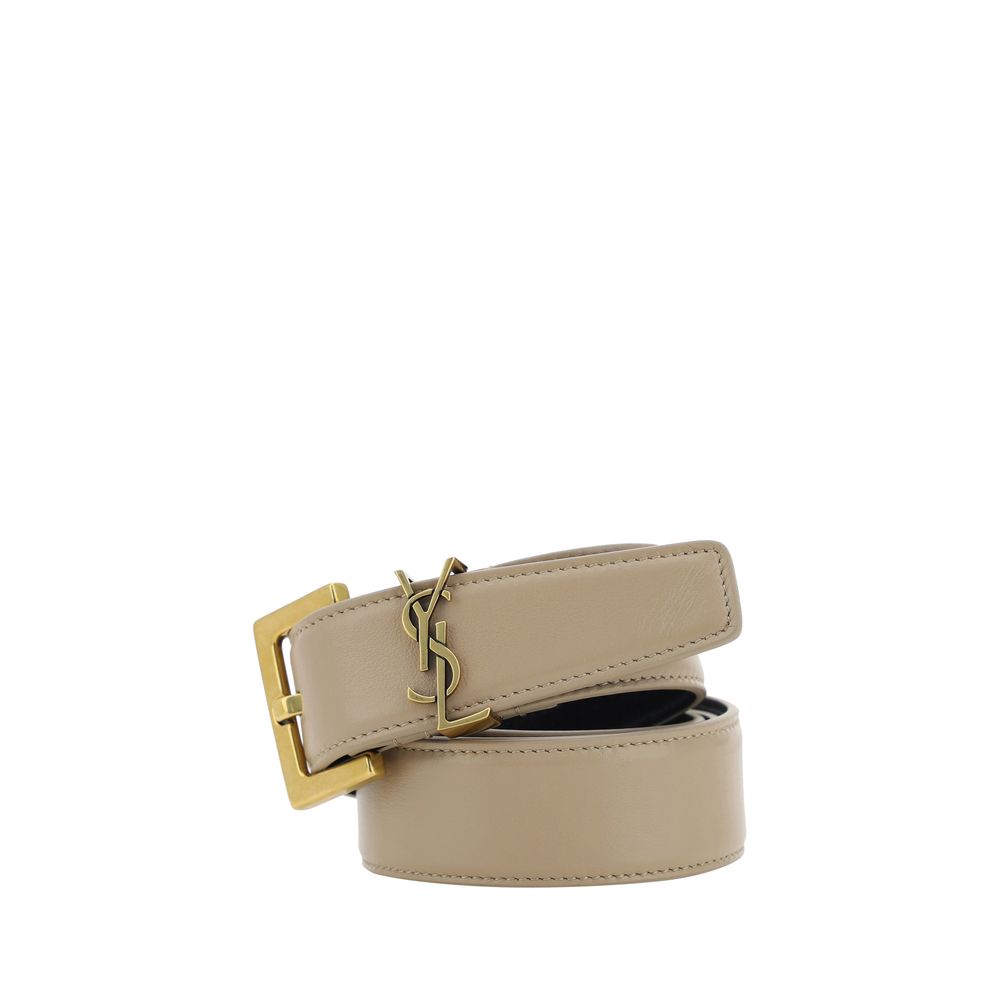 Ceinture régulière Saint Laurent en cuir de veau marron Bos Taurus