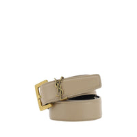 Ceinture régulière Saint Laurent en cuir de veau marron Bos Taurus