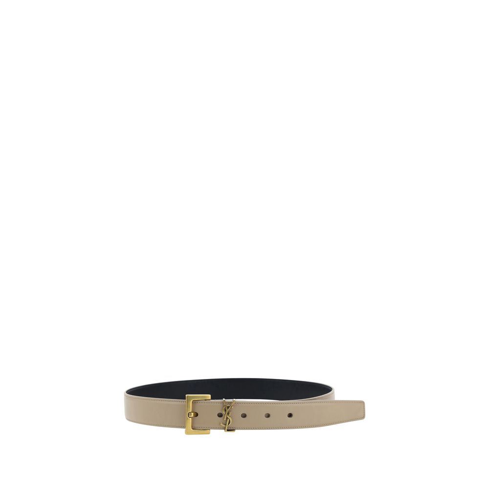Ceinture régulière Saint Laurent en cuir de veau marron Bos Taurus