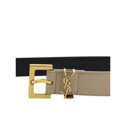 Ceinture régulière Saint Laurent en cuir de veau marron Bos Taurus