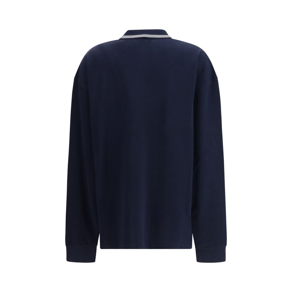 Polo in cotone blu Miu Miu