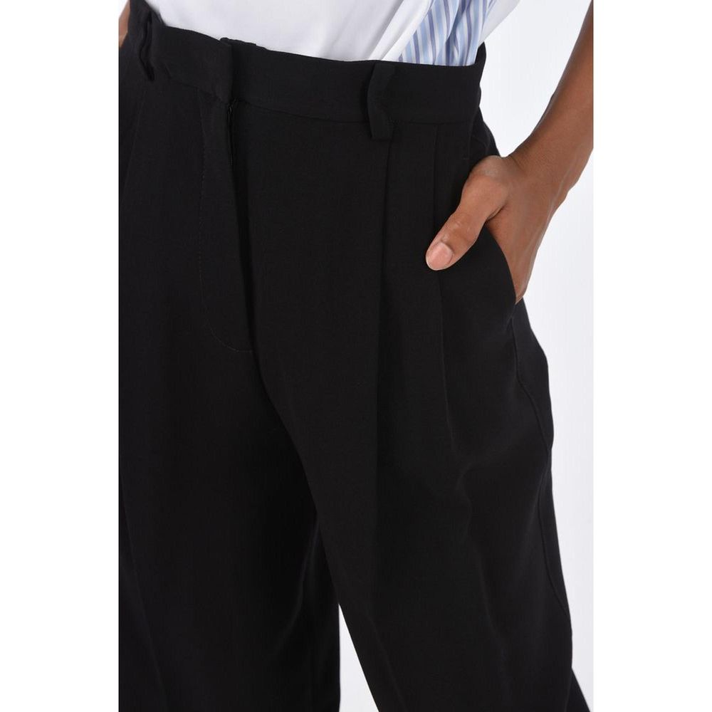 Pantalon décontracté en acétate noir Tory Burch