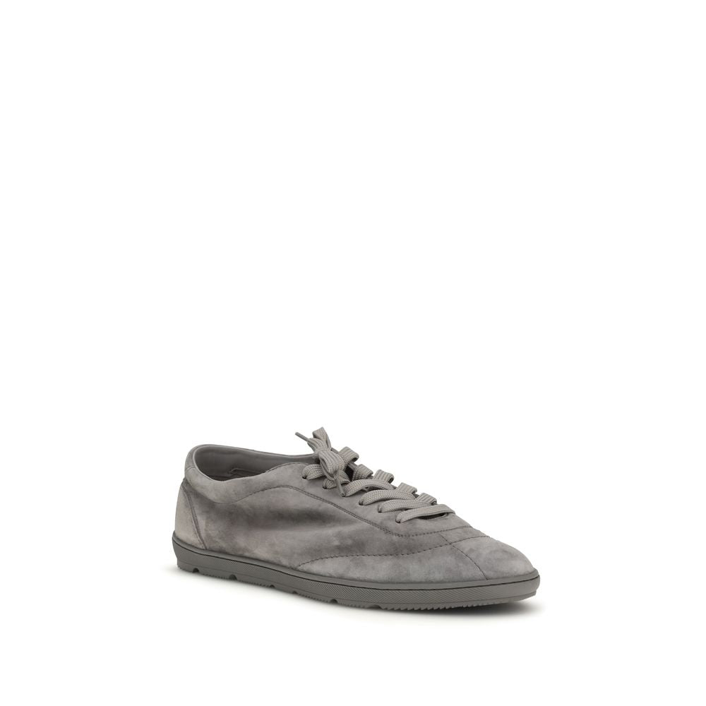 Sneakers basse Brunello Cucinelli in pelle di vitello grigia Bos Taurus