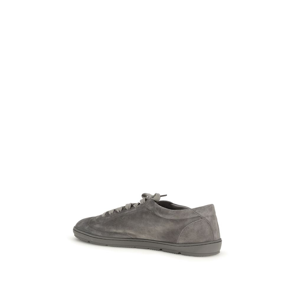 Sneakers basse Brunello Cucinelli in pelle di vitello grigia Bos Taurus