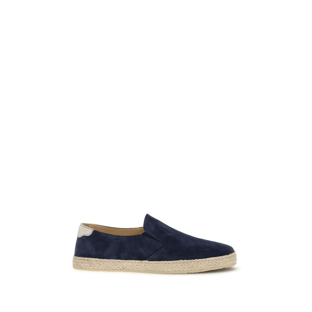Brunello Cucinelli Espadrillas in Pelle di Vitello Blu Bos Taurus