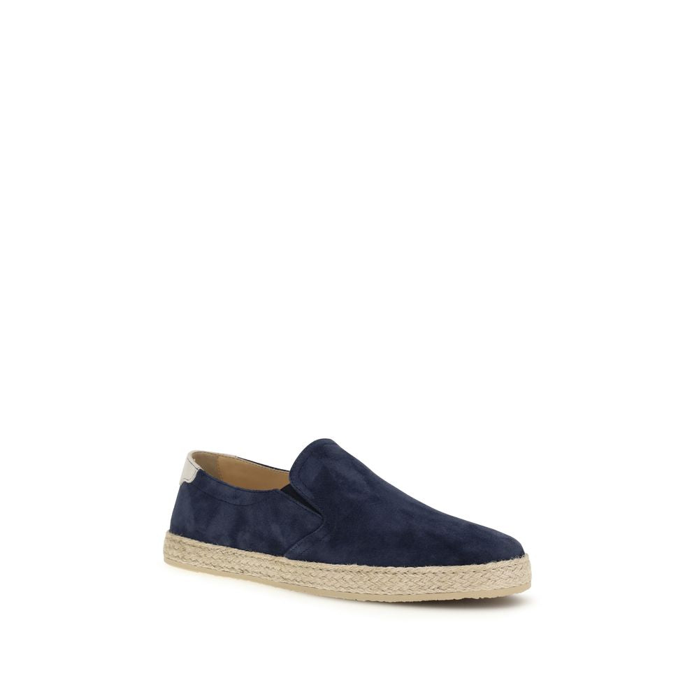 Brunello Cucinelli Espadrillas in Pelle di Vitello Blu Bos Taurus
