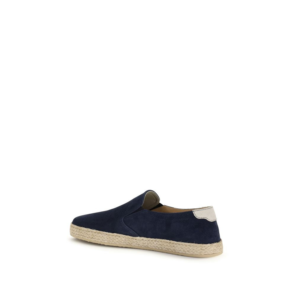 Brunello Cucinelli Espadrillas in Pelle di Vitello Blu Bos Taurus