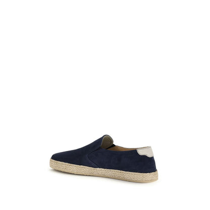 Brunello Cucinelli Espadrillas in Pelle di Vitello Blu Bos Taurus