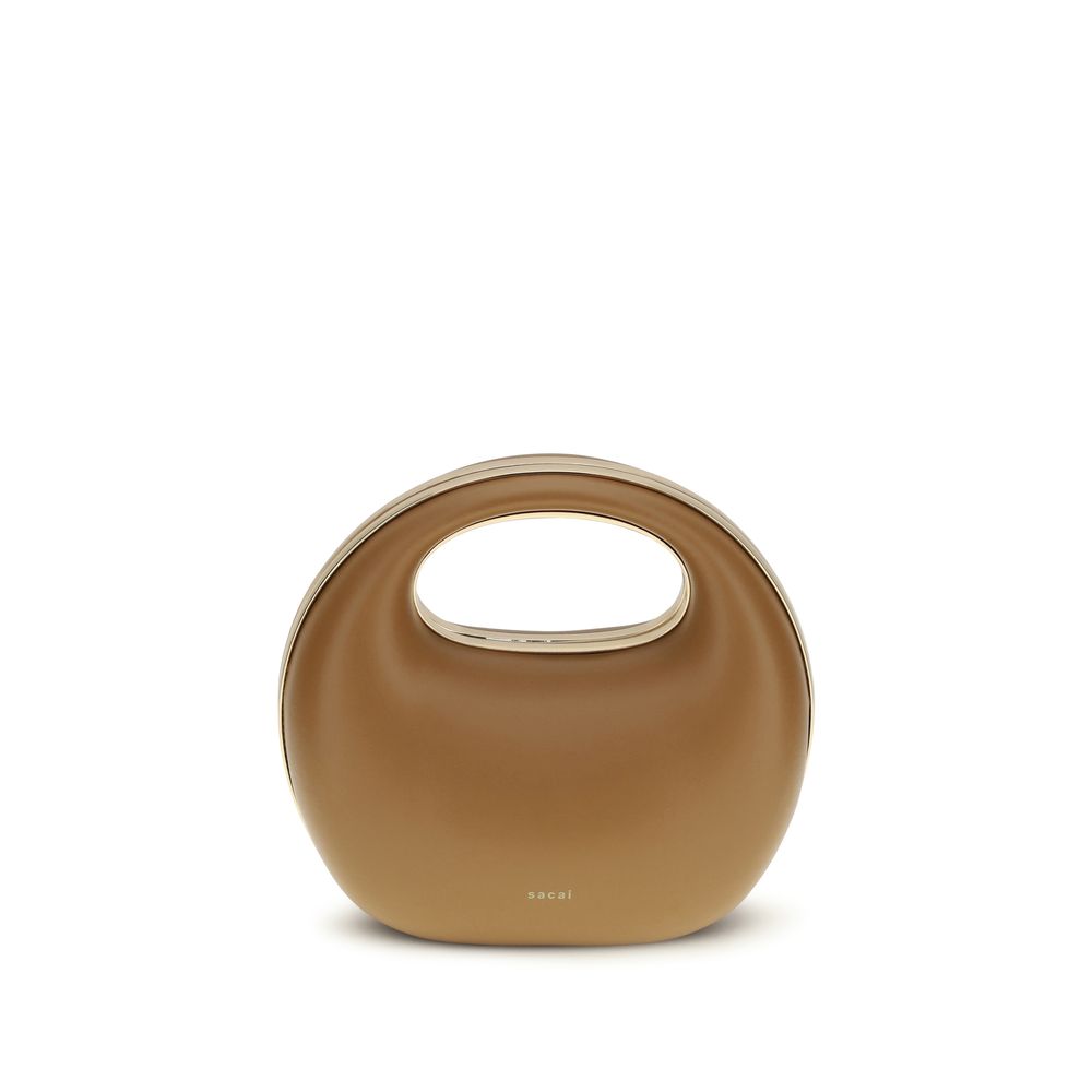 Sacai Sac à main en cuir de veau marron Bos Taurus