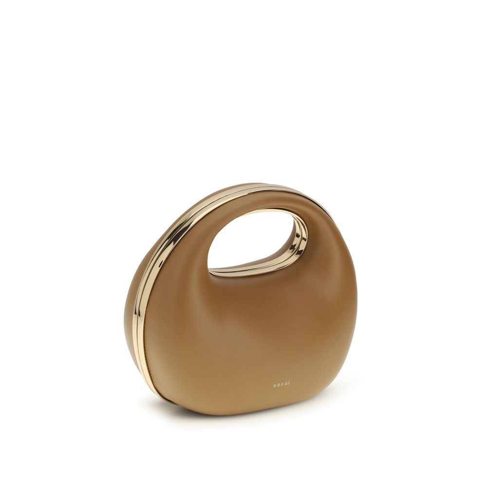 Sacai Sac à main en cuir de veau marron Bos Taurus