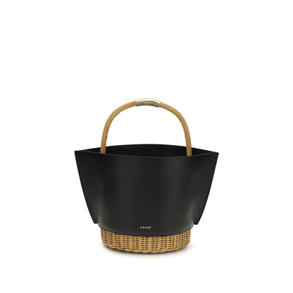 Borsa a spalla Sacai in pelle di vitello nera Bos Taurus