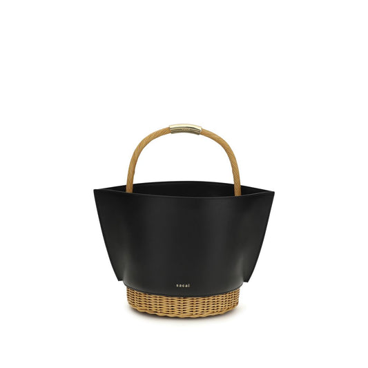 Borsa a spalla Sacai in pelle di vitello nera Bos Taurus