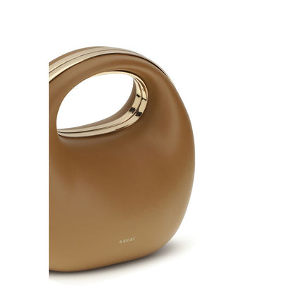 Sacai Sac à main en cuir de veau marron Bos Taurus