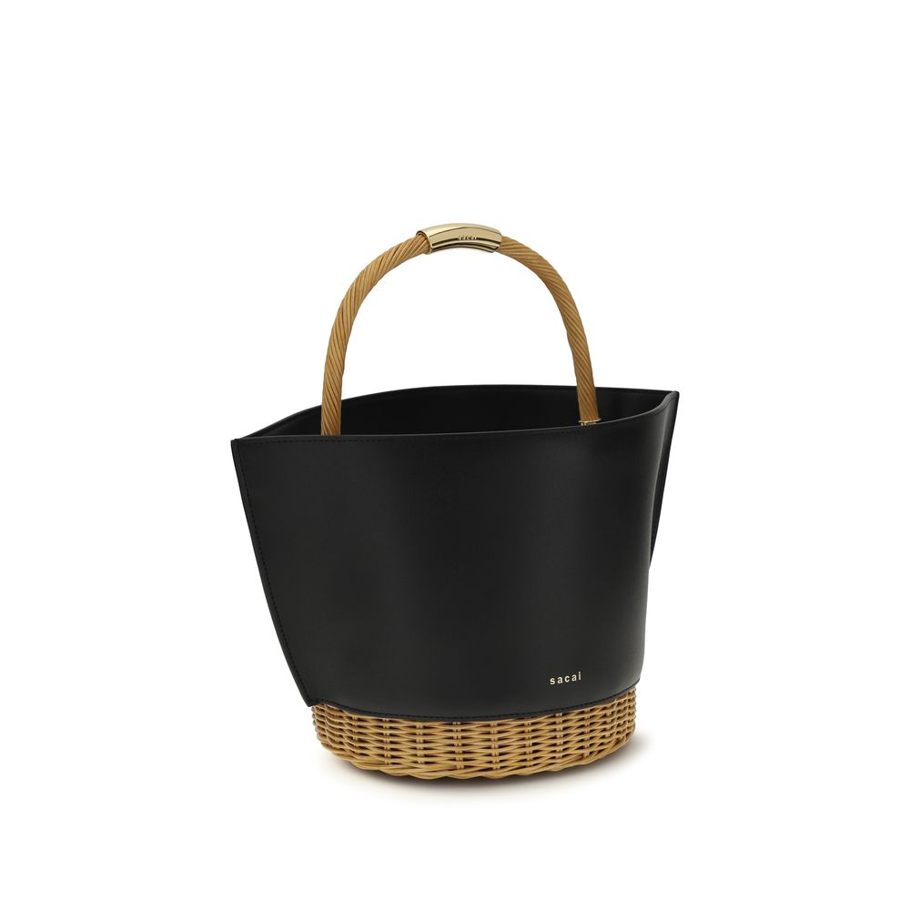 Borsa a spalla Sacai in pelle di vitello nera Bos Taurus