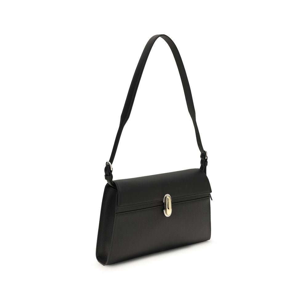 Borsa a Spalla Savette in Pelle di Vitello Nera