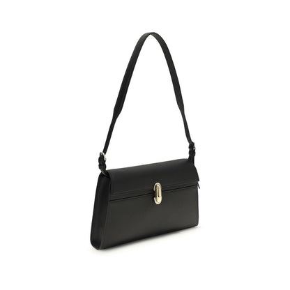 Borsa a Spalla Savette in Pelle di Vitello Nera