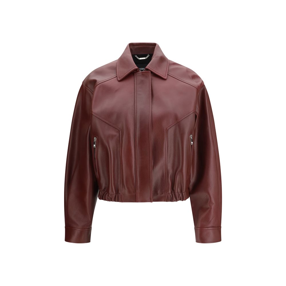Giacca in pelle bordeaux Versace