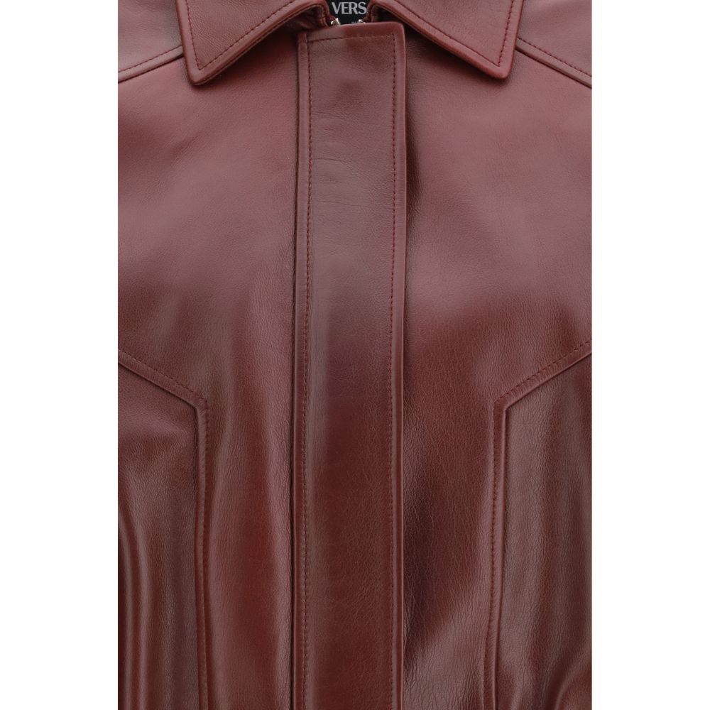 Giacca in pelle bordeaux Versace