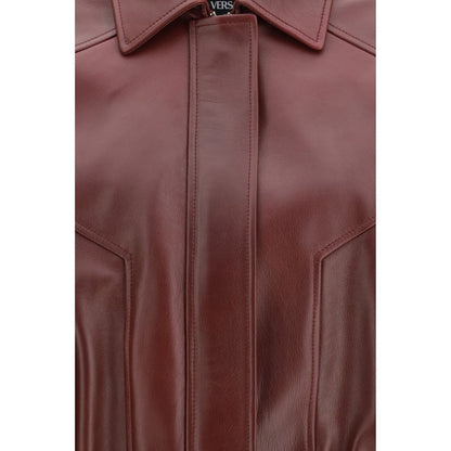 Giacca in pelle bordeaux Versace