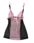 Top Intimo in Pizzo Floreale Nero e Rosa Roberto Cavalli