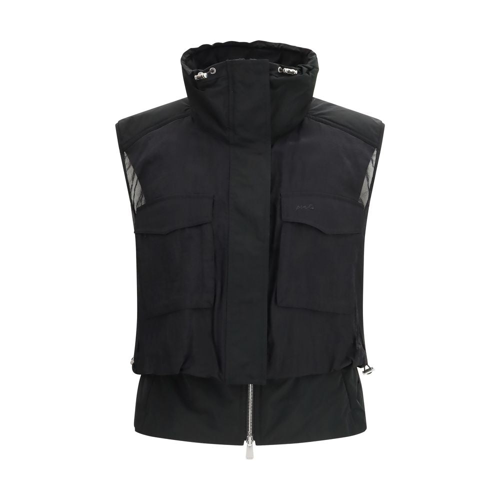 PINKO Giacca Nera Senza Maniche in Nylon