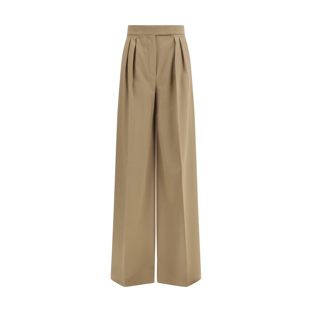 Max Mara Pantaloni Casual in Lana Pile Beige