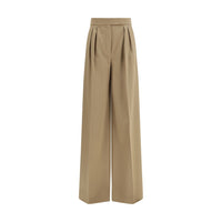 Max Mara Pantaloni Casual in Lana Pile Beige