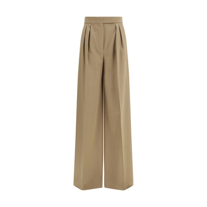 Max Mara Pantaloni Casual in Lana Pile Beige