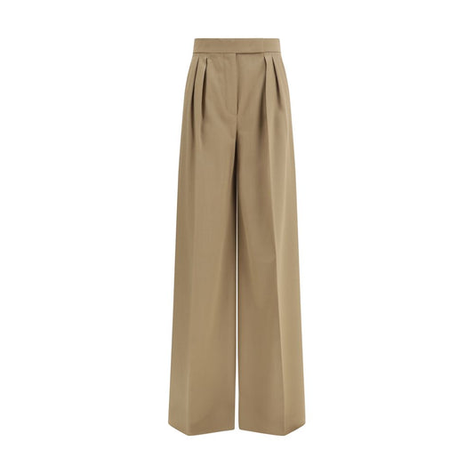 Max Mara Pantaloni Casual in Lana Pile Beige