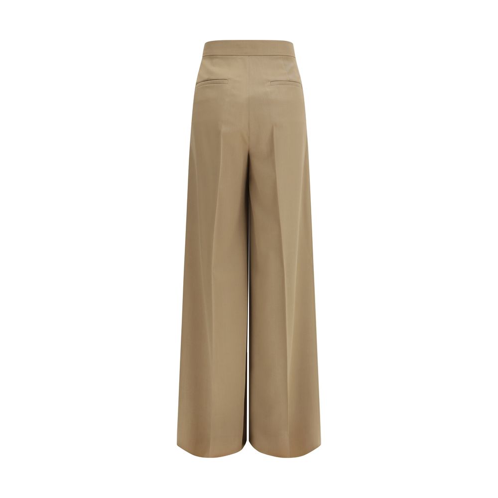 Max Mara Pantaloni Casual in Lana Pile Beige