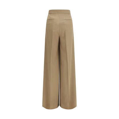 Max Mara Pantaloni Casual in Lana Pile Beige
