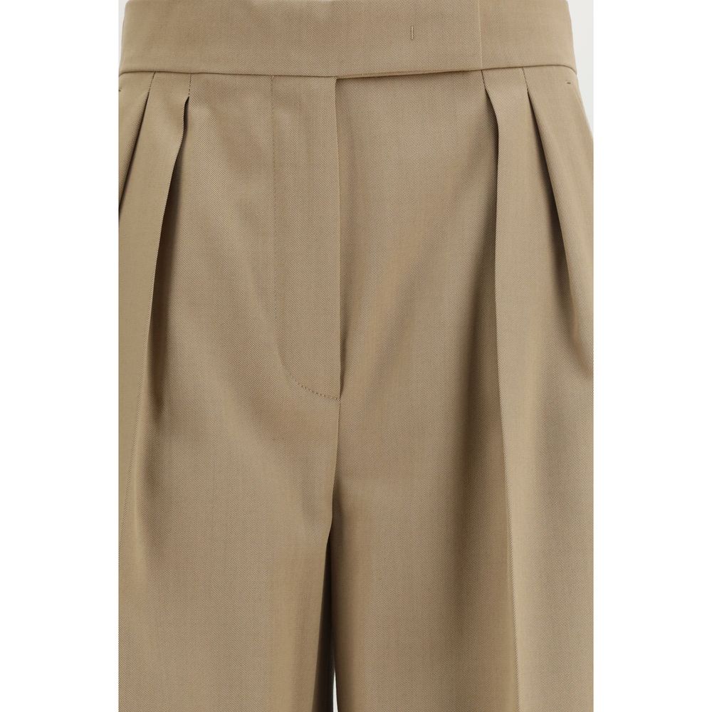 Pantalon décontracté en laine polaire beige Max Mara